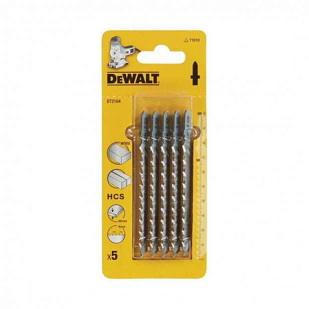 DeWALT - Sada pilových plátků na dřevo a plast, délka 10 cm, 5 ks DT2164