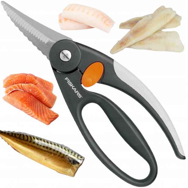 Nůžky Na Ryby Fiskars, Zoubkované, Ostré, Ocelové, Kuchyňské, Pevné, 25 CM Silné
