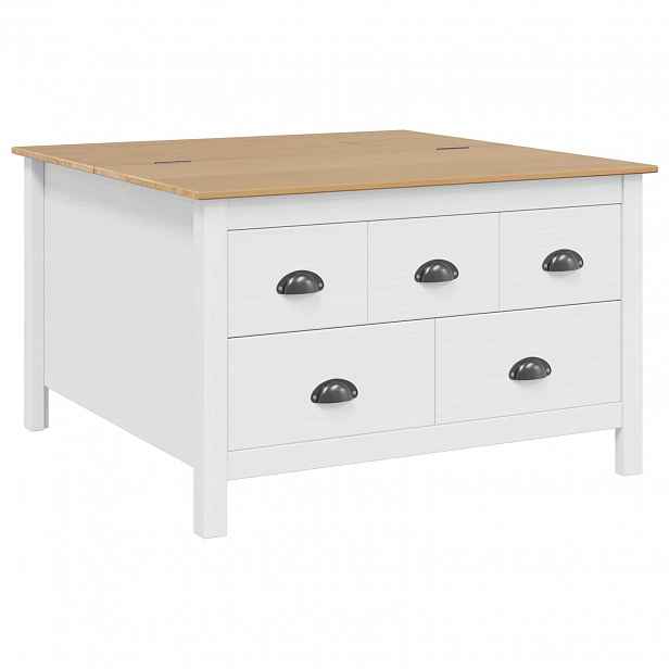 vidaXL Konferenční stolek HILL Bílá a medově hnědá 79.5 x 79.5 x 49 cm