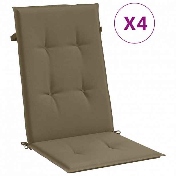 vidaXL Podušky na židli vysoké opěradlo 4 ks taupe melanž 120x50x4 cm