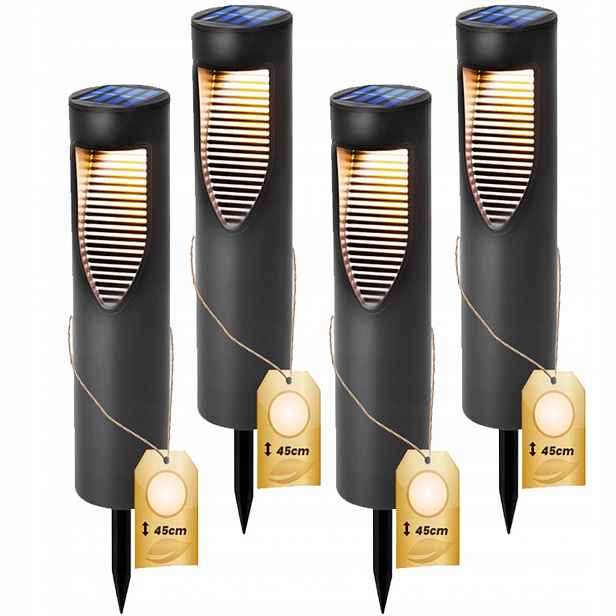 4x Solární Lampa Led Zahradní Sloupek Zapichovací Senzor Soumraku Špikulec