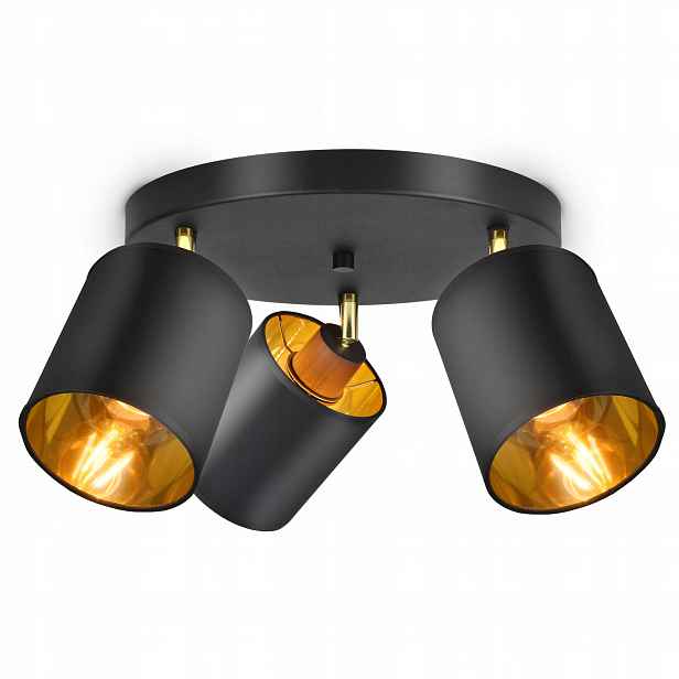 Lampa Stropní Svítidlo Pohyblivý lustr Stínidla Černá Zlatá