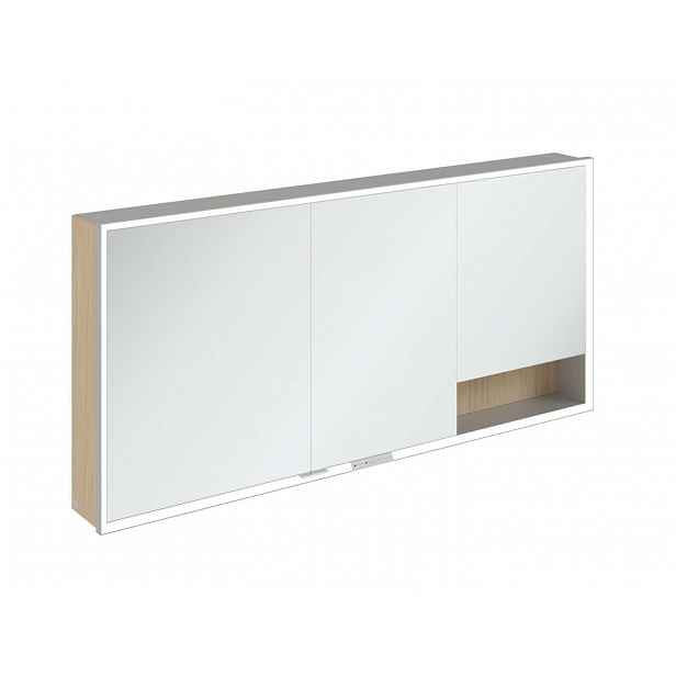 Villeroy & Boch My View+ - Zrcadlová skříňka s LED osvětlením 160x75x17 cm, 3 dvířka, Nordic Oak/šedá A48116VJ