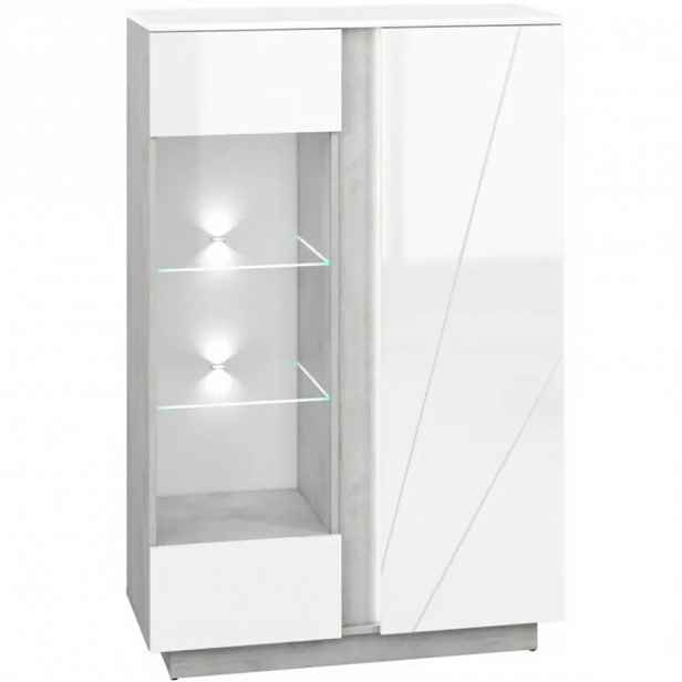 Vitrína Lumens 92 cm, bílá / beton