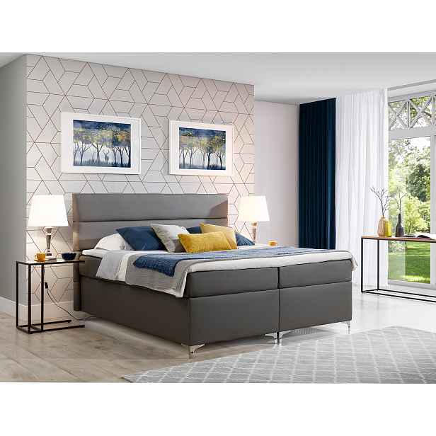 Boxspring Amadeo Rozměr: 180 x 200 cm, látka: Soft 29, Varianta: Bez LED osvětlení