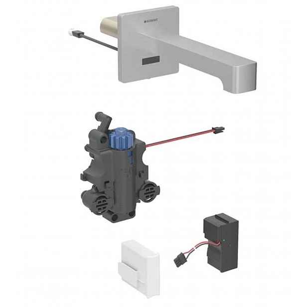 Geberit Brenta - Termostatická elektronická umyvadlová baterie pod omítku, síťové napájení, easy to clean, kartáčovaná nerez 116.277.SN.1