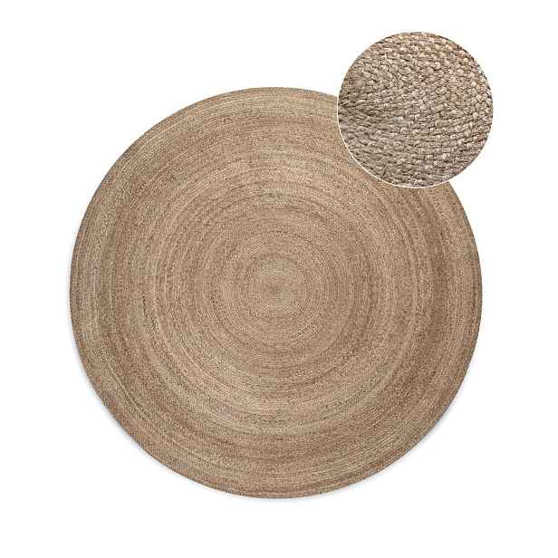 Šedobéžový oboustranný jutový kulatý koberec ø 100 cm Braided – Hanse Home
