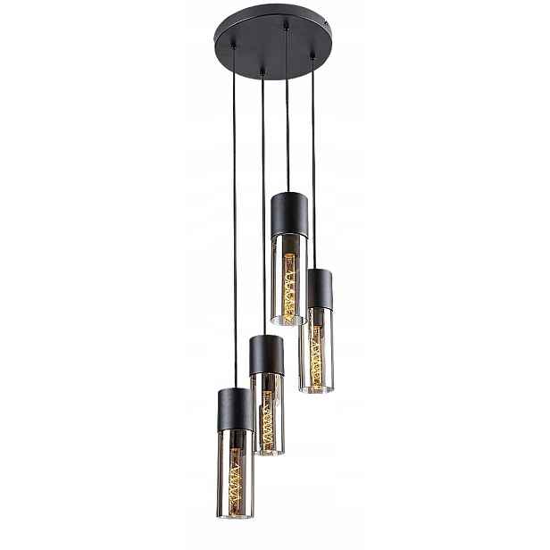 Závěsná kaskádová lampa černá nad jídelní stůl do obývacího pokoje 4 tuby Rabalux