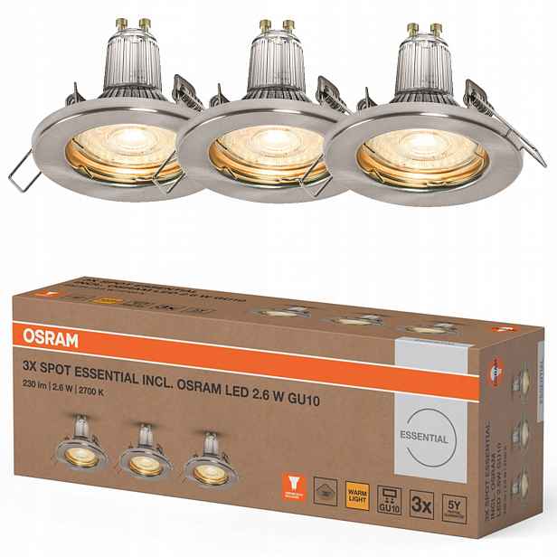 3x Stropní Led svítidlo Kulaté Stropní Svítidlo GU10 2.6W 2700K Osram