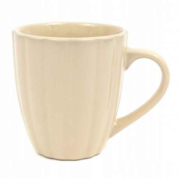 Béžový Hrnek S Uchem 300ml Květinový Vzor Sada 6 Ks. Keramický Lesklý