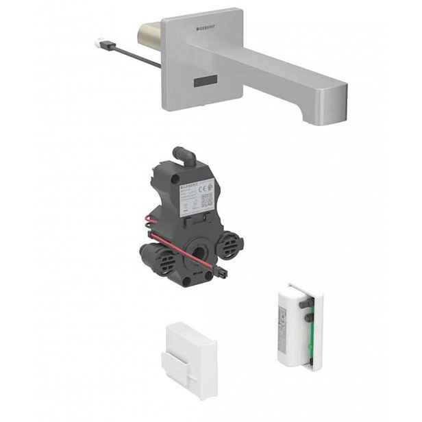 Geberit Brenta - Elektronická umyvadlová baterie pod omítku, napájení z generátoru, easy to clean, kartáčovaná nerez 116.276.SN.1