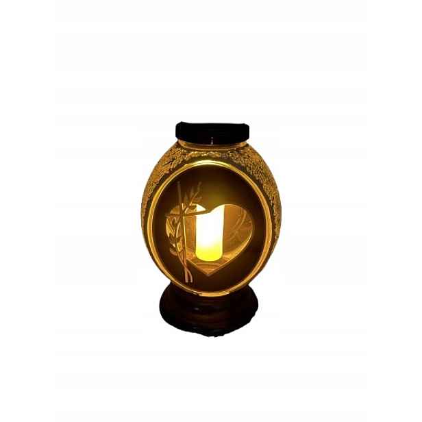 Hřbitovní Svíčka Vitráž Orion Solar Lampion 3D Bílá Zdobená Zrcadlem