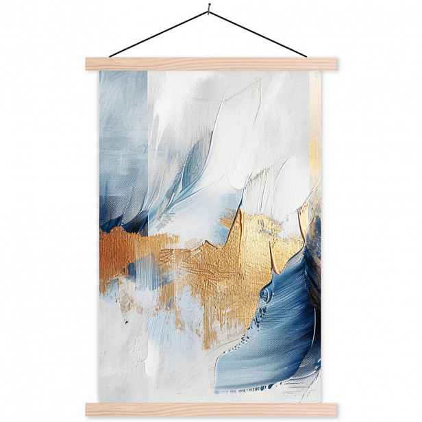 MuchoWow PLAKÁT S MAGNETICKOU LIŠTOU Zlatá - modrá - akvarel - umění - moderní 40x60 cm