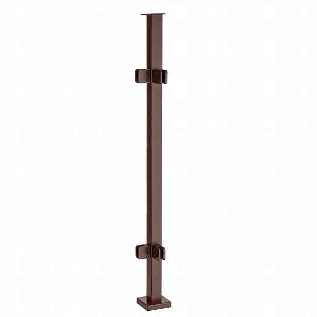 Rohový sloupek pro skleněné zábradlí 110 cm 40x40 Hnědý 4 držáky Loft