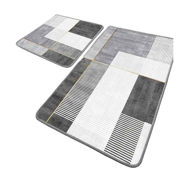 Šedé koupelnové předložky v sadě 2 ks 60x100 cm Pendor – Foutastic