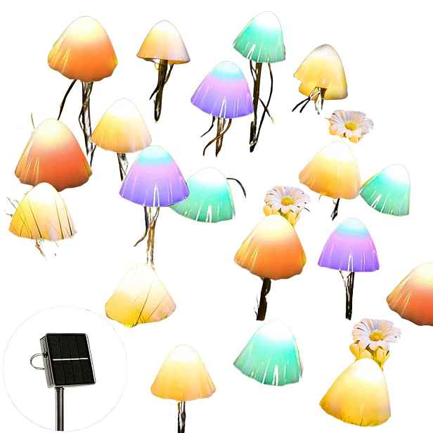 Solární Zahradní Lampy Houby 20 Led 5 M Vícebarevné IP44