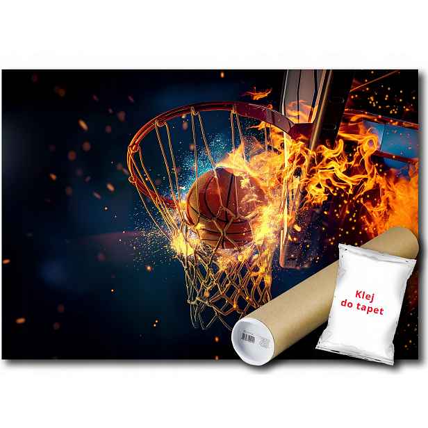 Vinylová Fototapeta Sport Basketbal Koš Míč Zápas Hra Oheň 208x146