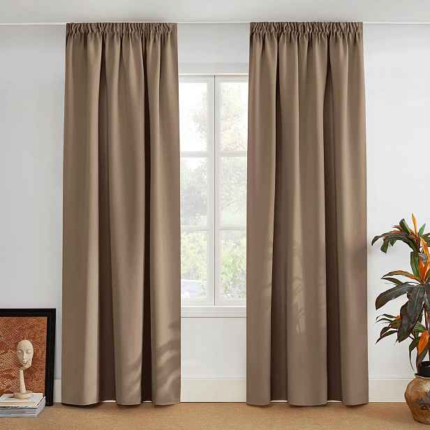 Zatemňovací závěs Pony Dance s řasící páskou, 2 ks, 140x300 cm, taupe