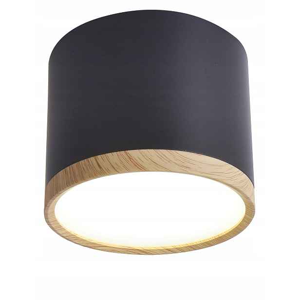 Stropní svítidlo černá s dřevěnou trubicí Candellux