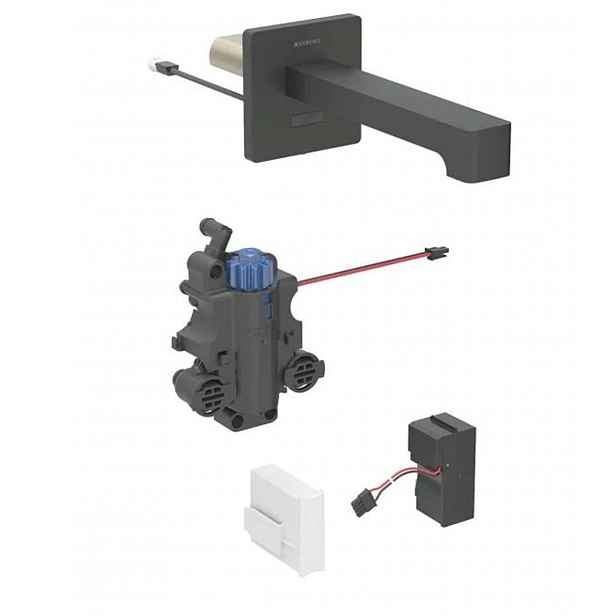 Geberit Brenta - Termostatická elektronická umyvadlová baterie pod omítku, síťové napájení, easy to clean, matná černá 116.277.14.1