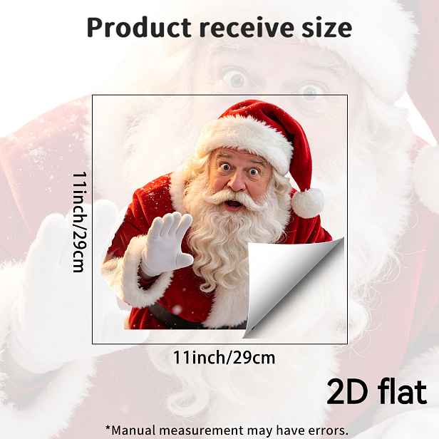 TEMU 2D plochá - 2D plochá - 1 ks 2D plochá nálepka na okno s překvapeným Santa Claus, kreativní vánoční sváteční dekorace na dveře a okna, ozdobná