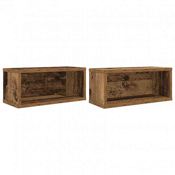 vidaXL Úložný stojan na CD 2 ks Staré dřevo 40 x 17 x 17 cm
