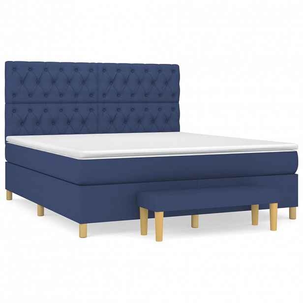 vidaXL Box spring postel s matrací modrá 160x200 cm textil