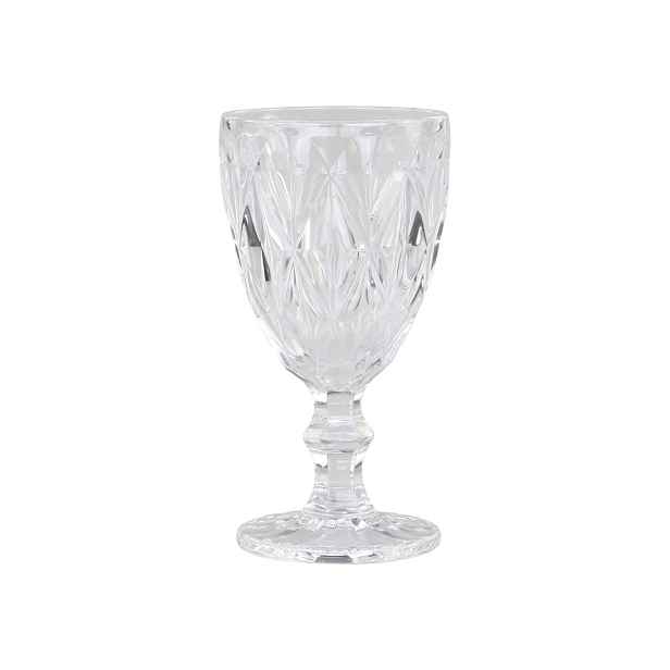 Sklenička na noze ze silnějšího skla s dekorem Diamond cut - Ø9,5*17cm  Chic Antique