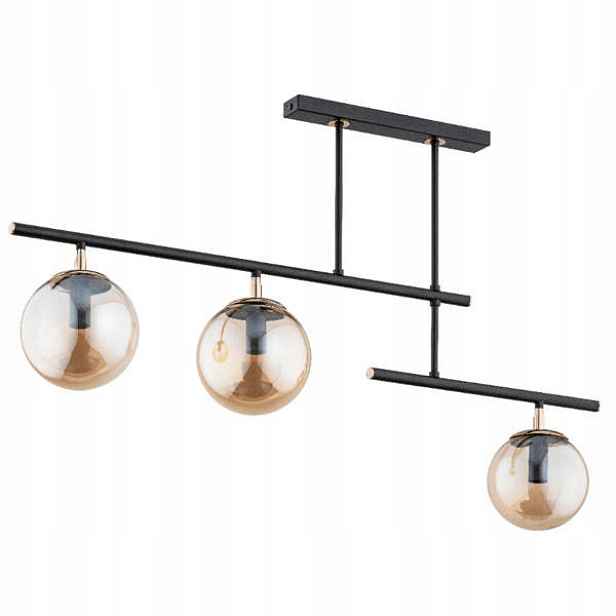 Stropní svítidlo industriální černá 3 skleněné koule do jídelny 88 cm Alfa