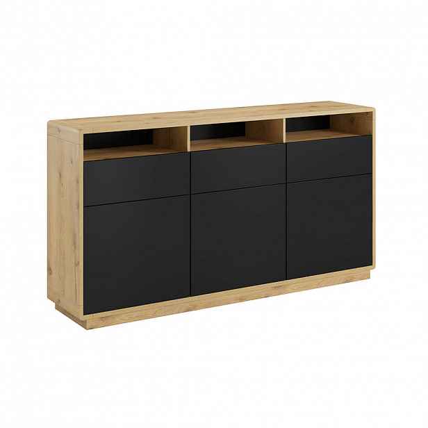 Petits-meubles SIDEBOARD Raven Matná černá a dřevo