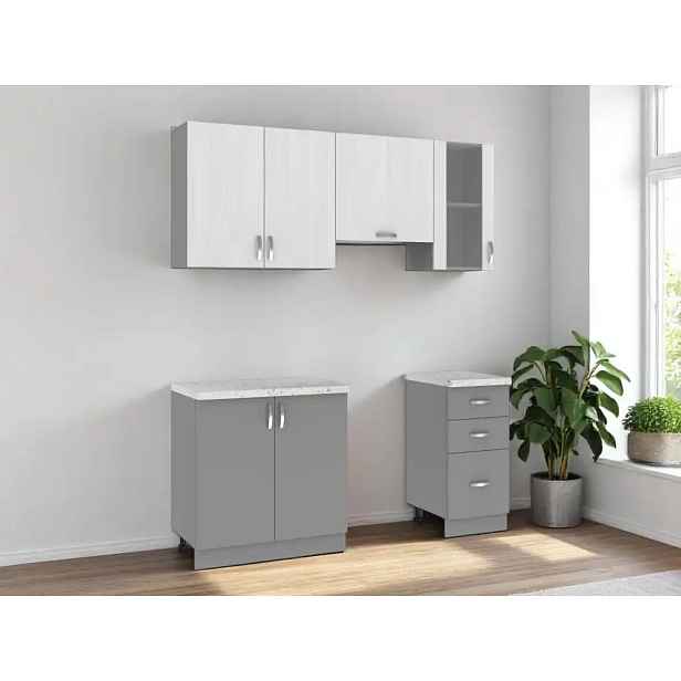 Kuchyně VALSON 120/180 cm, strukturní bílá/lávově šedá DOPRODEJ