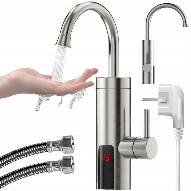 Průtokový Ohřívač Vody Elektrický Inox S Kohoutkem Kuchyňská Baterie Vayox