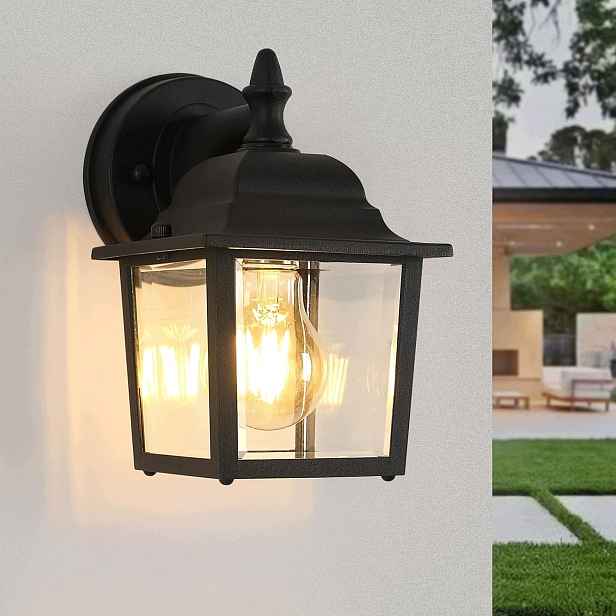 Venkovní Nástěnné Svítidlo Černé, Retro Styl, Patice E27, Minimalistický Design Pro Zahradu