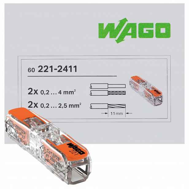 Rychlospojka Wago 221-2411 0,2-4 mm² 450 V 32 A 60 ks