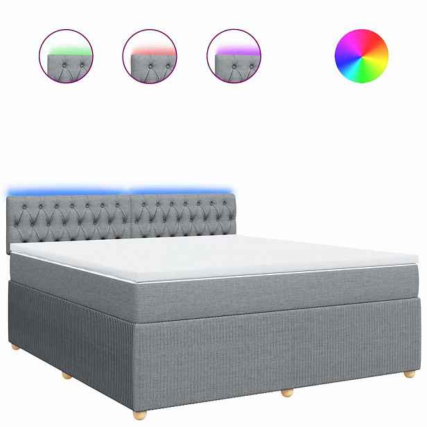 vidaXL Box spring postel s matrací světle šedá 180 x 200 cm textil