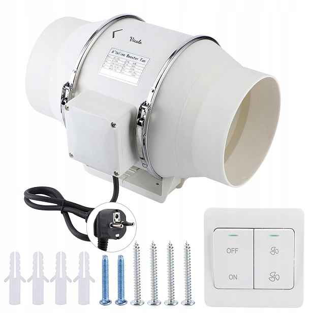 Dvourychlostní odsávací kanálový ventilátor Pro 150 mm 540 m3 h 80 W tichý HZ-150