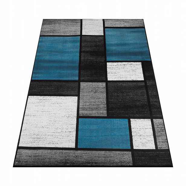 Koberec Do Obývacího Pokoje 160x220 CM Šedomodrý Moderní Vzor