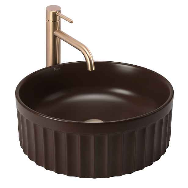 Umyvadlo Na Desku Rýhované Rea Duo Espresso Matt Hnědé Moderní 38 cm