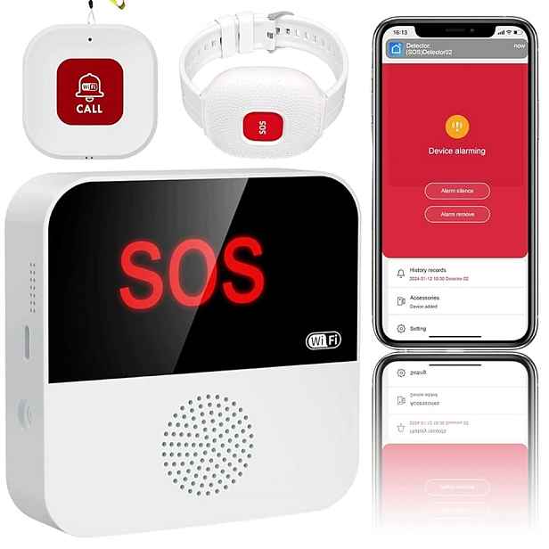Alarmový systém pro seniory s WiFi HUBem Sos páskou tlačítky, dosah 80 m