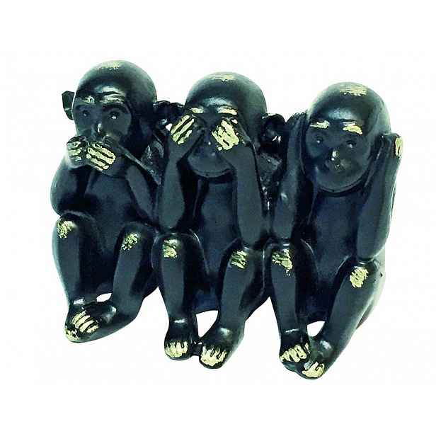 Dekorační soška Tři opice, černá/zlatá