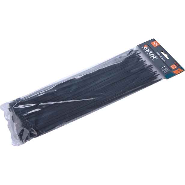 EXTOL PREMIUM Stahovací jednorázová páska 300 x 4,8mm, 100ks - černá 2997
