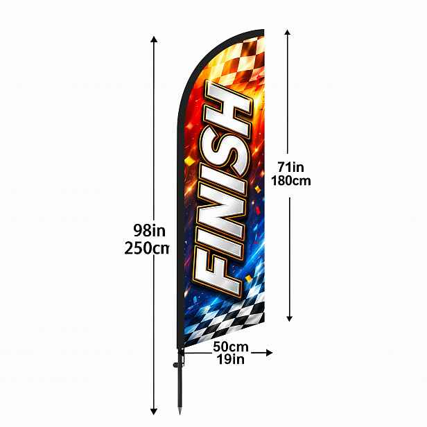 TEMU START/FINISH Peříčková vlajka 6,5 stop, Poutavý design startovní/cílové čáry, Odolná proti slunci a nevybledne, Dekorační vlajka pro venkovní