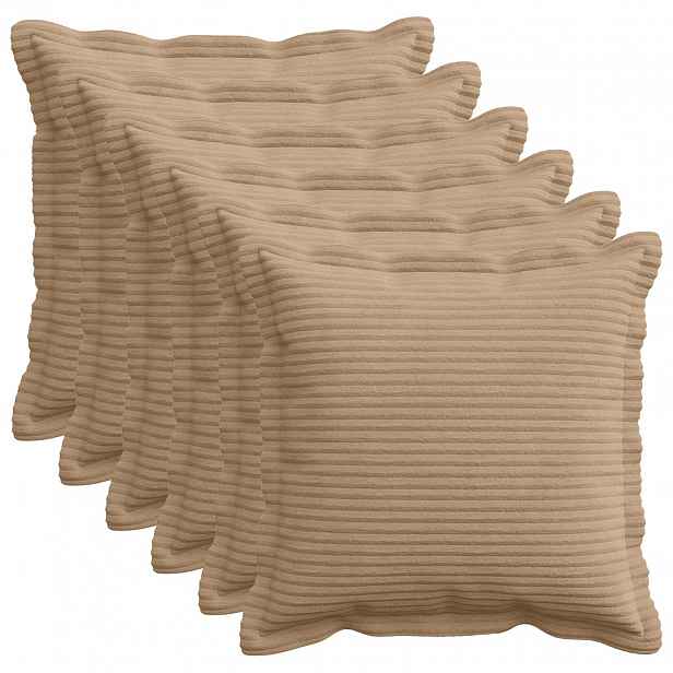 vidaXL Povlak na polštář 6 ks HOUTEN Hnědá 30 x 30 cm manšestr