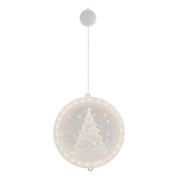 AmeliaHome LED kulatá světelná ozdoba na okno CHRISTMAS TREE bílá