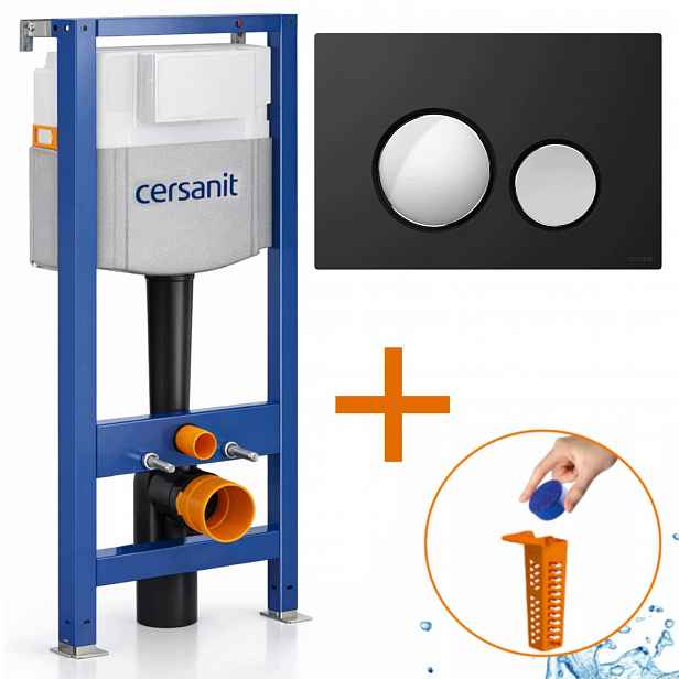 Cersanit Mechanický rám Aqua 50 Set matný černý Tlačítko chrom Luna