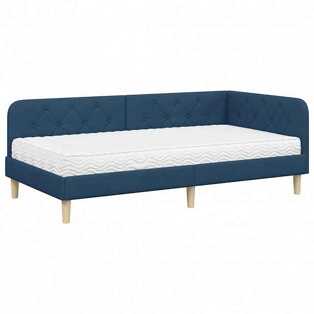 vidaXL Rohový rám postele Modrá 100 x 200 cm textil