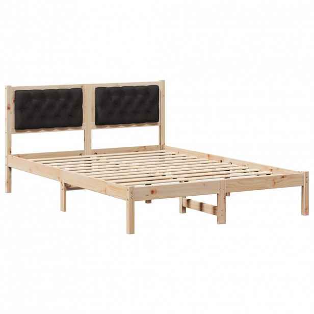 vidaXL Rám postele s čelo Černá 140 x 190 cm Masivní borové dřevo