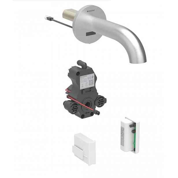 Geberit Piave - Elektronická umyvadlová baterie pod omítku, napájení z generátoru, easy to clean, kartáčovaná nerez 116.286.SN.1