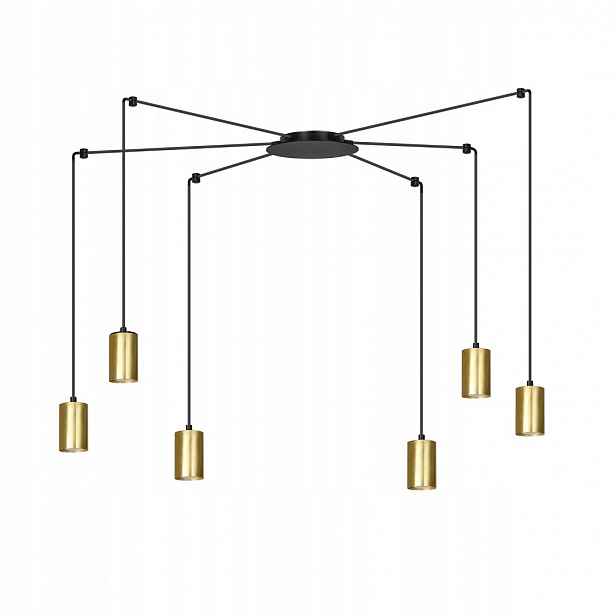 Stropní svítidlo pavouk Traker 6xGU10 černo-zlatá, 300 cm
