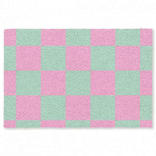 MuchoWow ROHOŽKA Šachovnicový vzor - zelená - růžová - kostky 180x120 cm